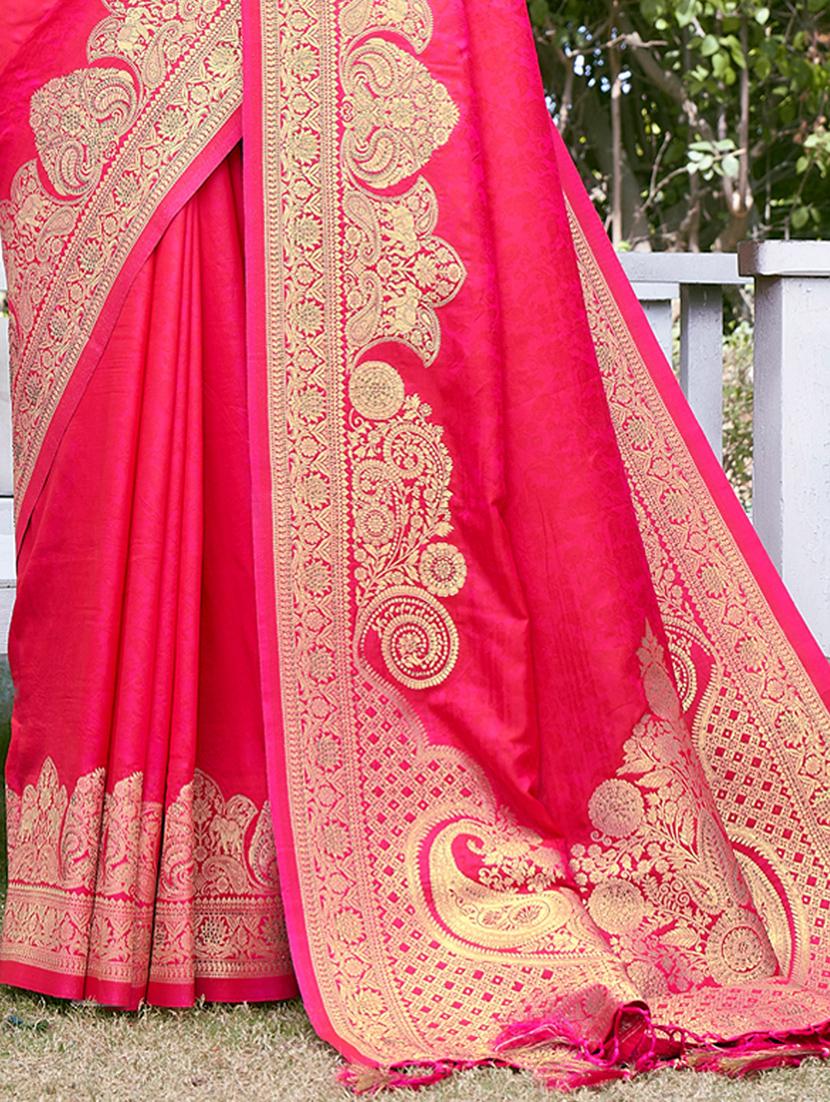women's self design pink colored saree with blouse - 20122124 - Standard Image - 2
