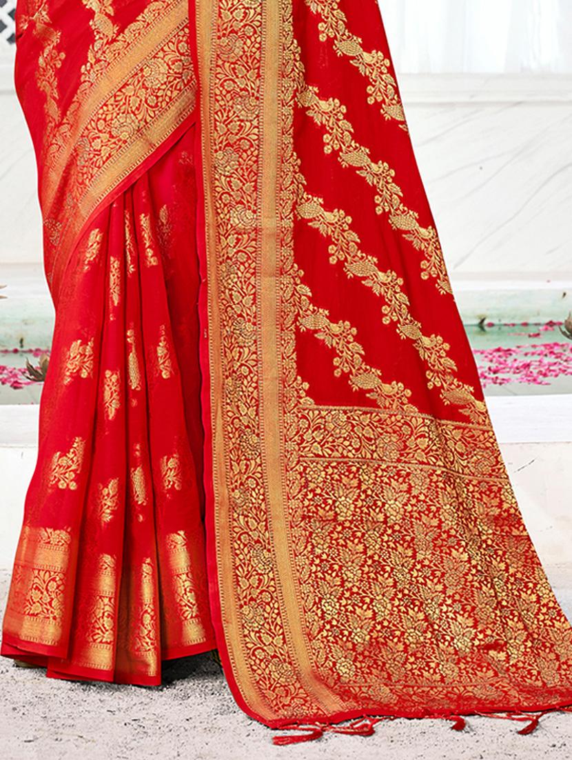 women's self design red colored saree with blouse - 20122128 - Standard Image - 2