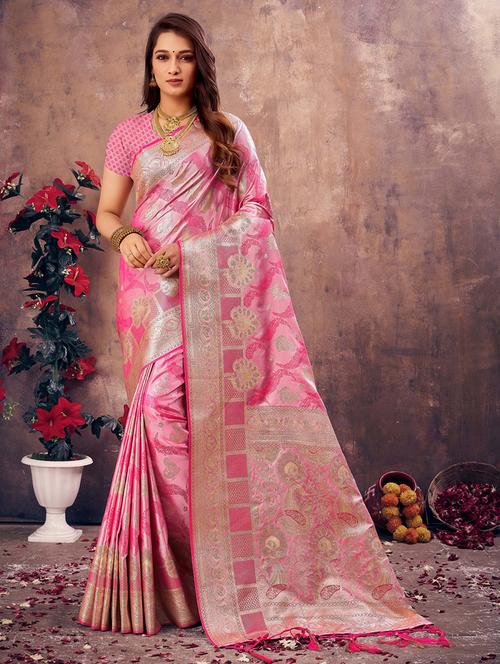 women's self design rosewater colored saree with blouse - 20122289 -  Standard Image - 0