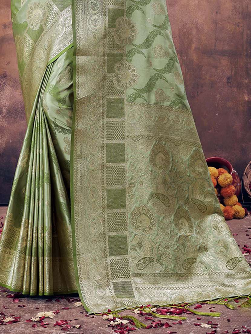 women's self design green colored saree with blouse - 20122290 - Standard Image - 2