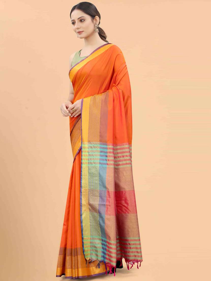 women's self design orange colored saree with blouse - 20122390 -  Standard Image - 2