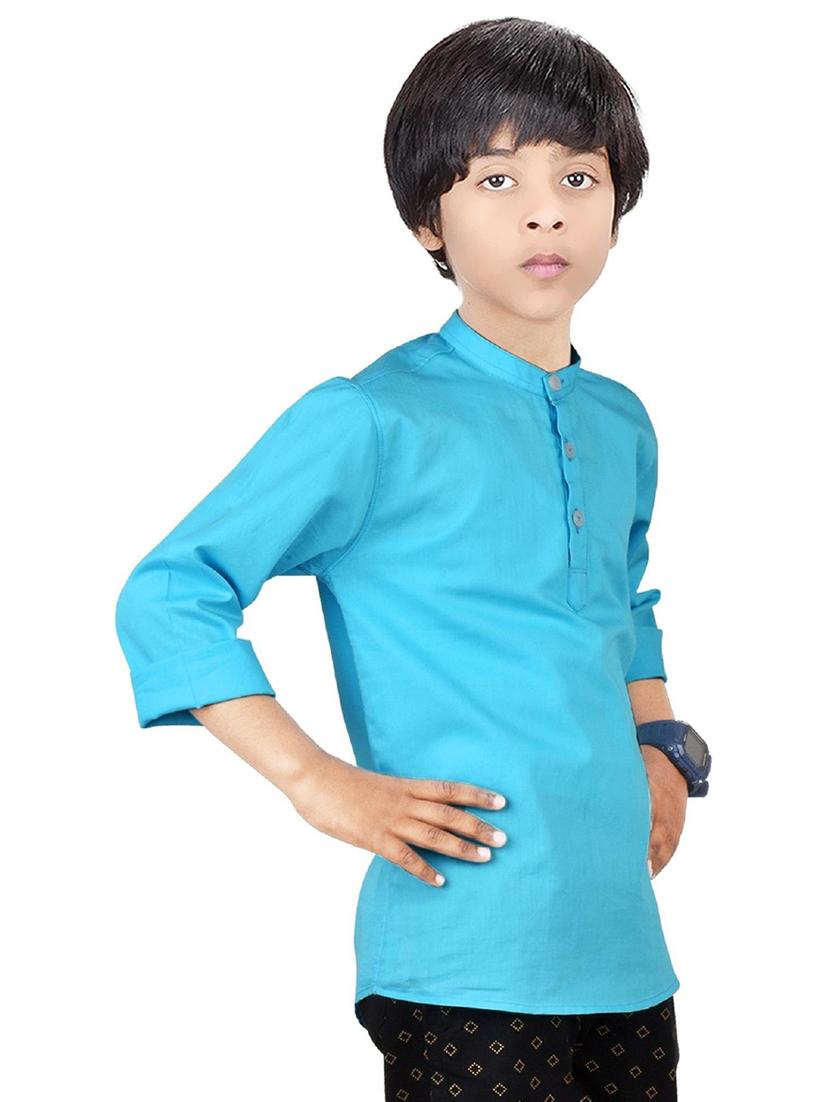 boys solid cotton short kurta - 20124691 - Standard Image - 2