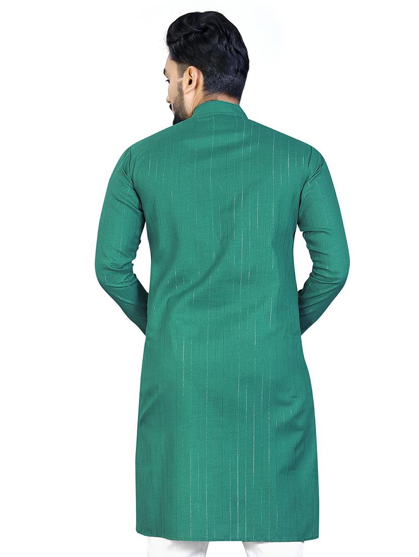 mandarin neck striped long kurta - 20125107 - Standard Image - 2