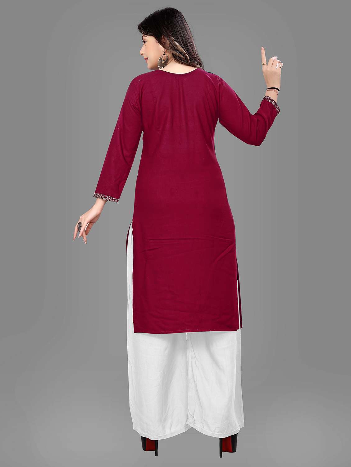 notch neck printed a line kurta - 20125201 -  Standard Image - 2