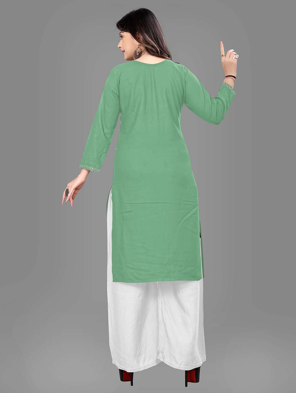 notch neck printed a line kurta - 20125202 -  Standard Image - 2