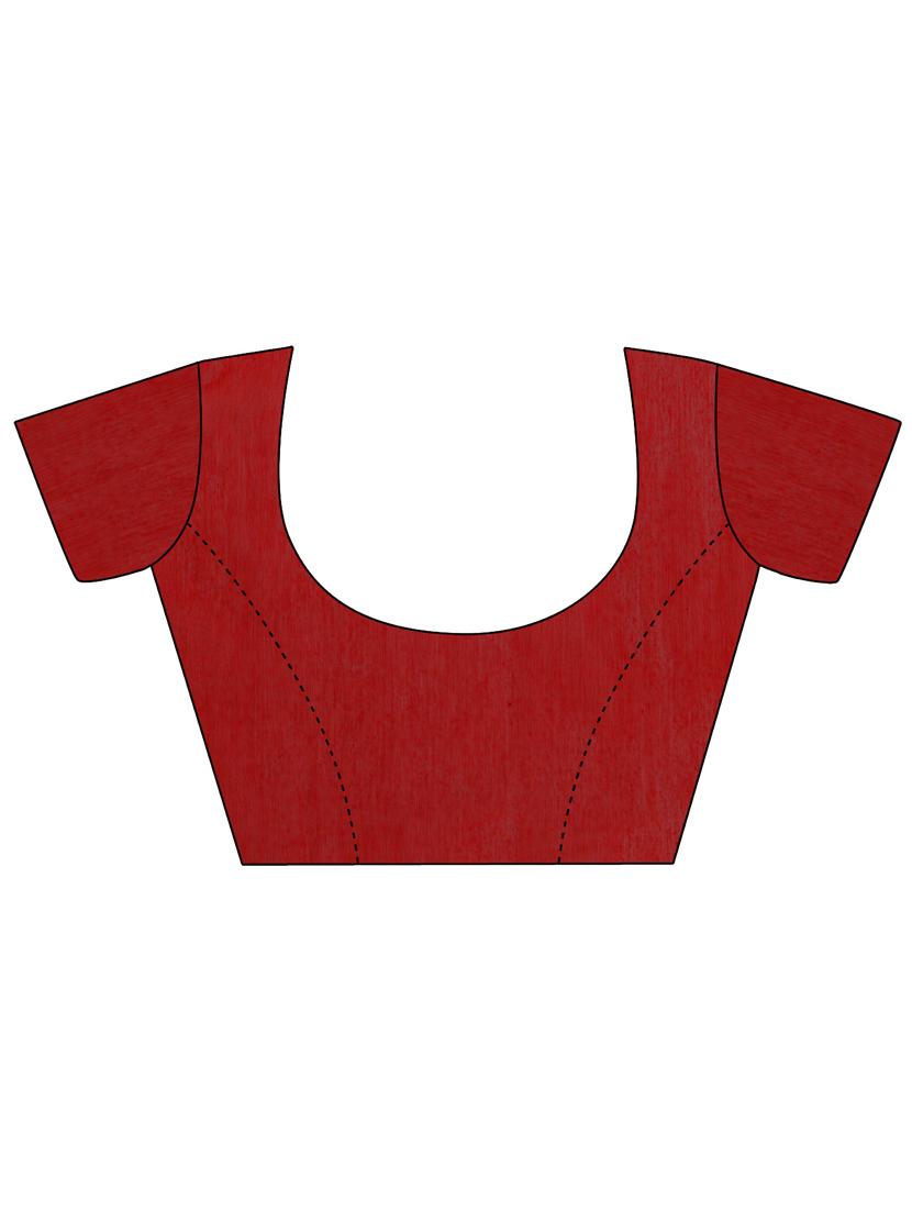 red silk printed saree with blouse - 20125266 - Standard Image - 2