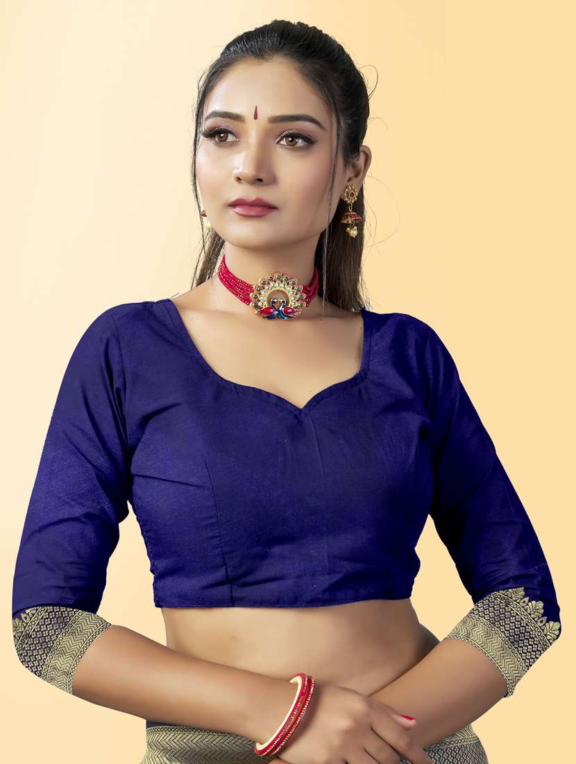 self design woven saree with blouse - 20125453 -  Standard Image - 2