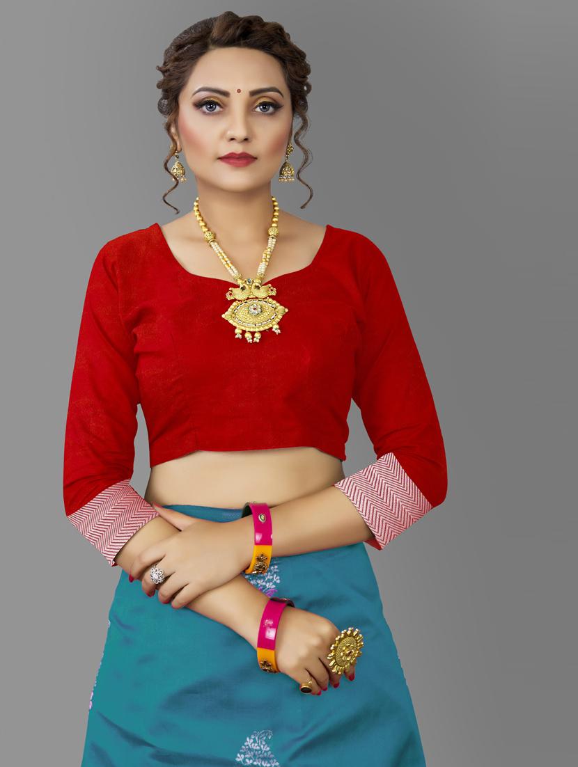self design woven saree with blouse - 20125507 - Standard Image - 2