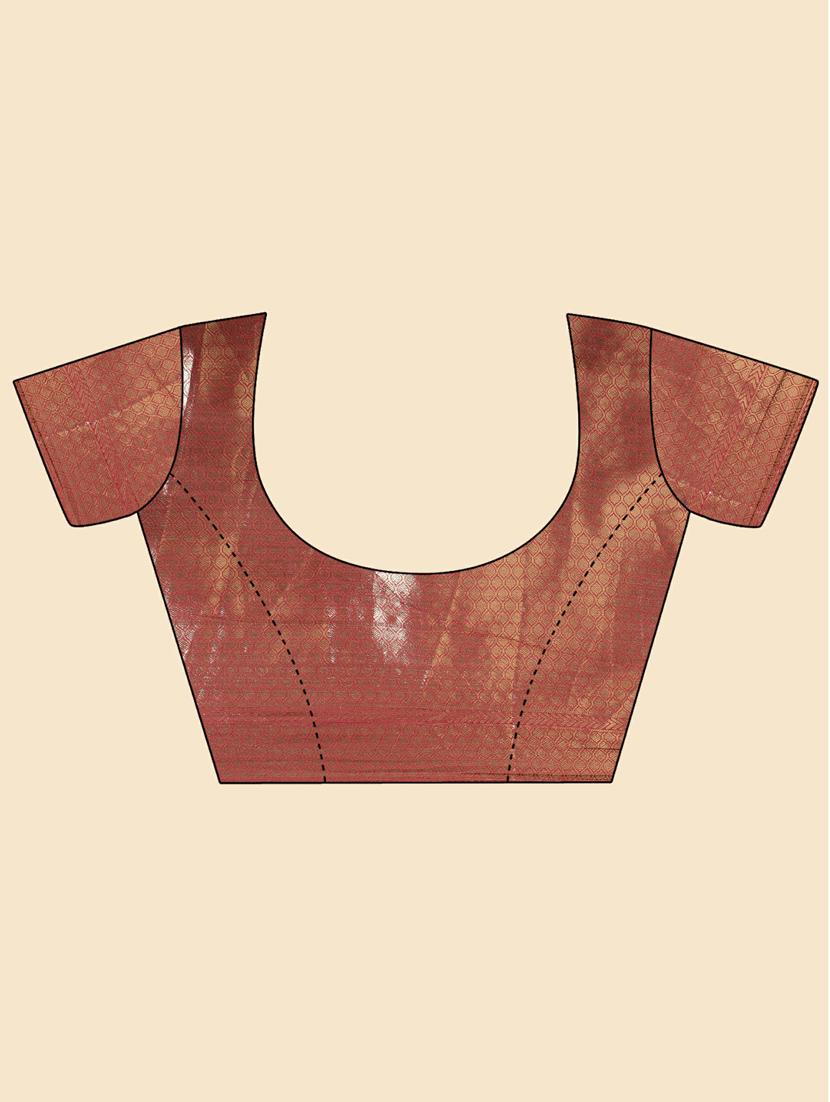 maroon self design banarasi saree with blouse - 20125530 - Standard Image - 2