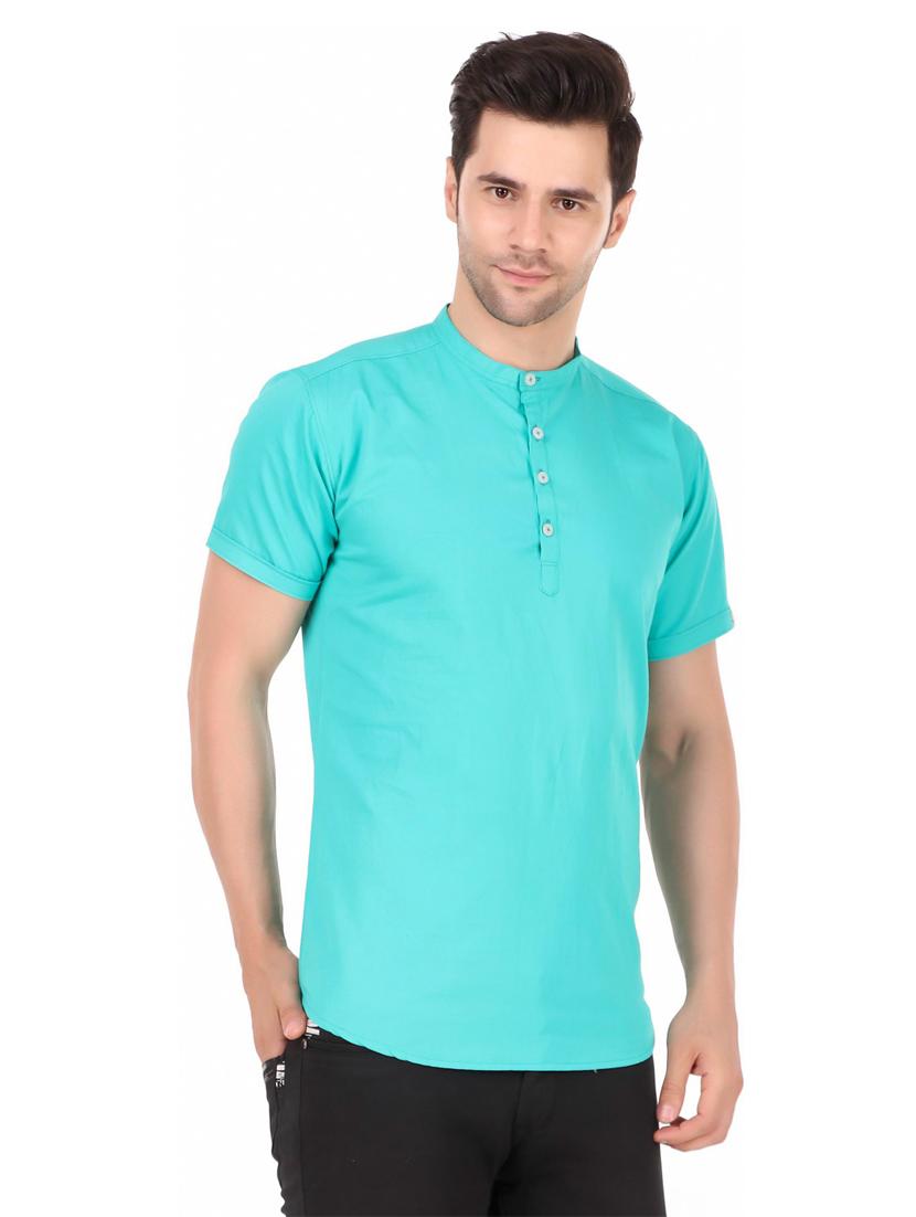 mandarin neck solid short kurta - 20126725 - Standard Image - 2