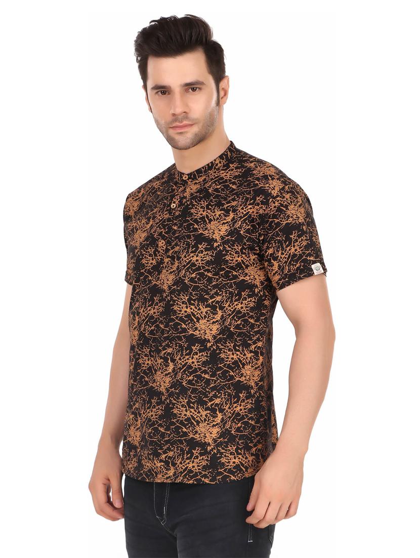 mandarin neck printed regular t-shirt - 20126791 - Standard Image - 2