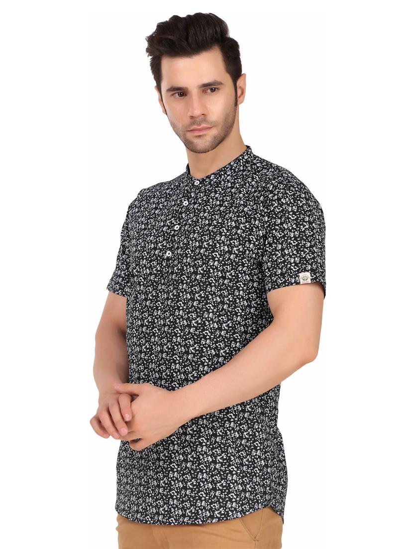 mandarin neck printed regular t-shirt - 20126800 - Standard Image - 2