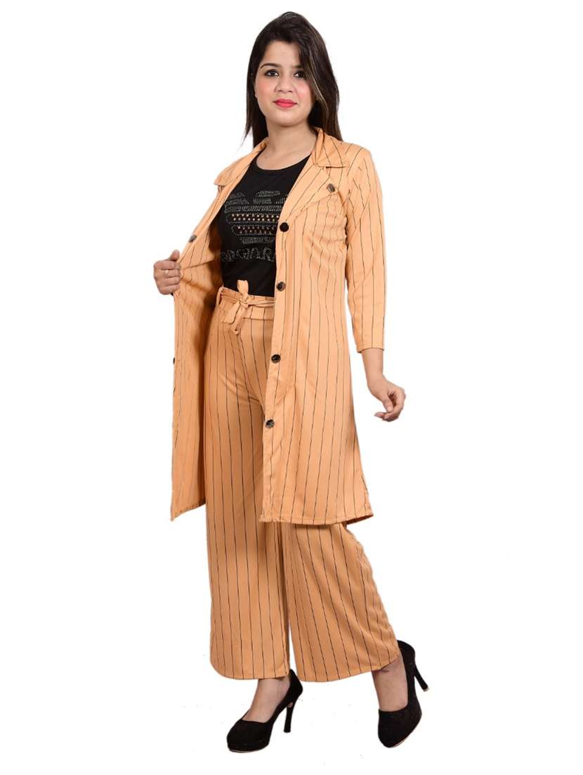 peach striped top and trouser with jacket co-ord set  - 20127091 -  Standard Image - 2