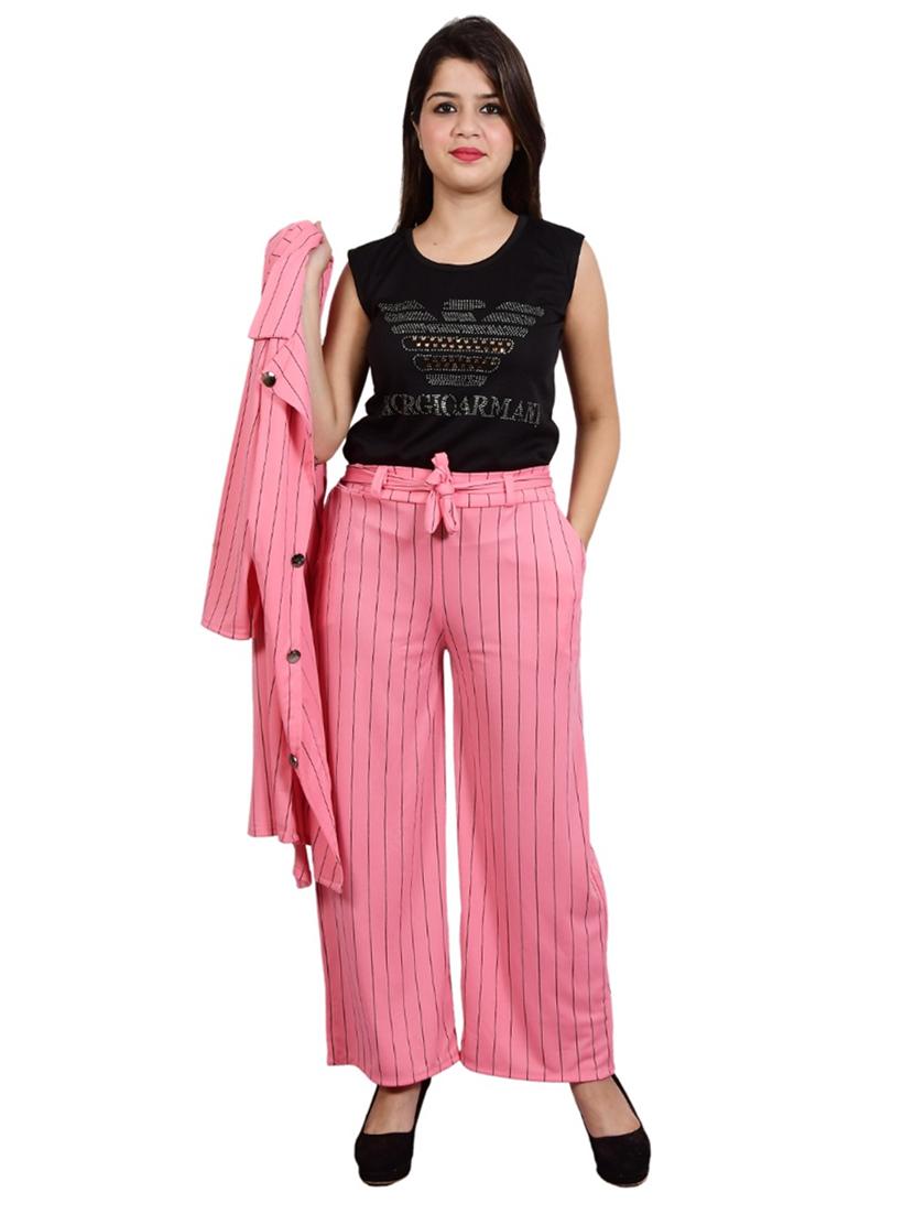 pink striped top and trouser with jacket co-ord set - 20127093 - Standard Image - 2