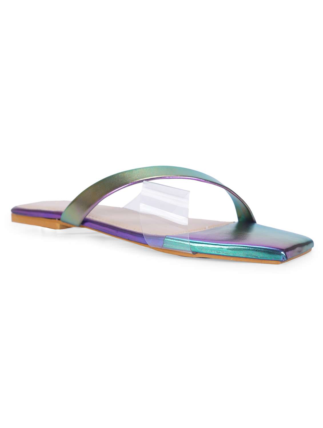 multi colored synthetic slip on sandals - 20127187 -  Standard Image - 2