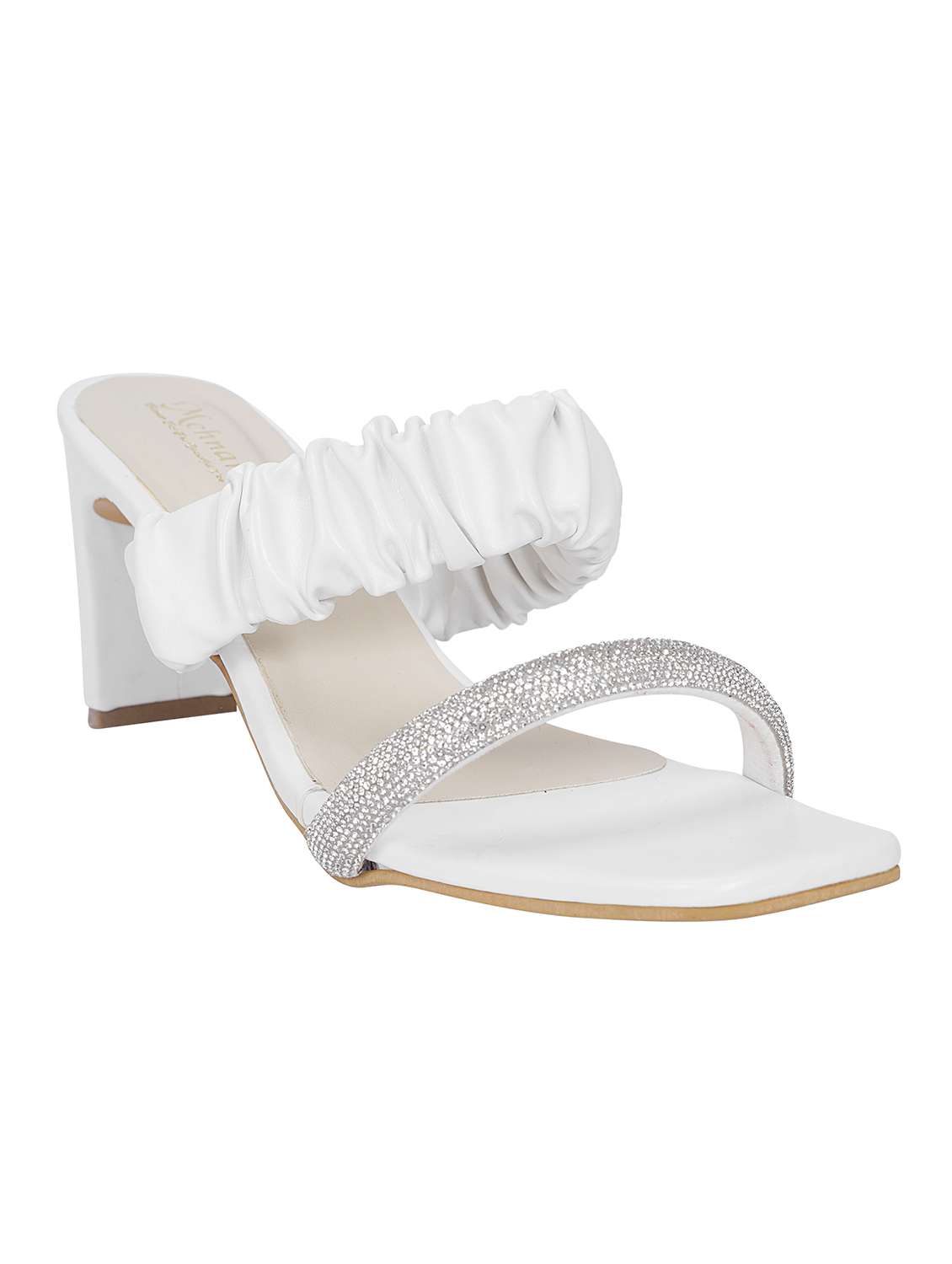 white synthetic slip on sandals - 20127250 -  Standard Image - 2