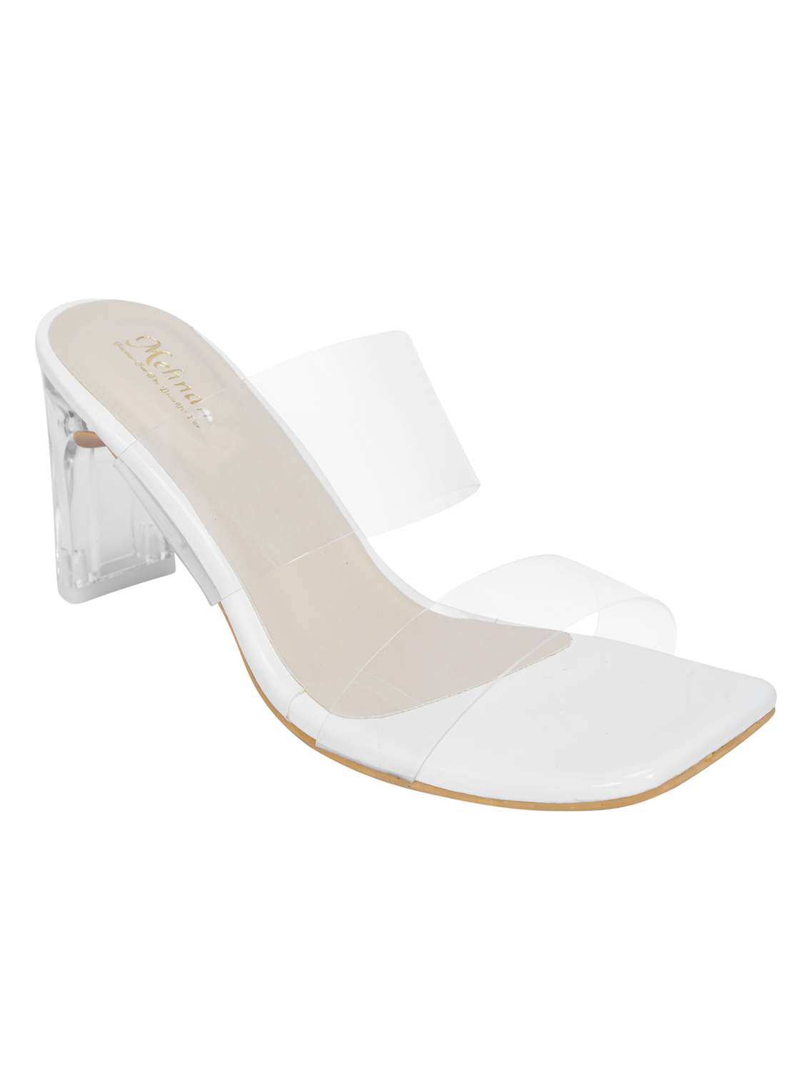 white synthetic slip on sandals - 20127270 -  Standard Image - 2