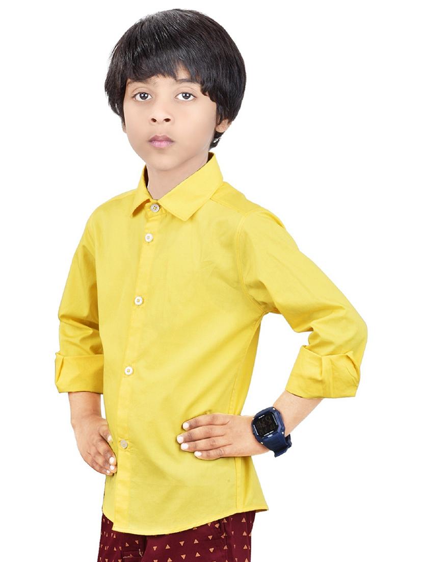 yellow solid long sleeves causal shirt - 20128297 - Standard Image - 2
