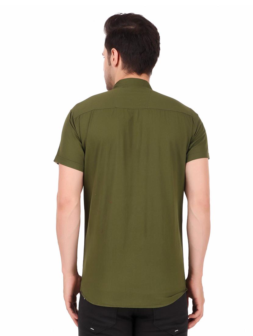 green cotton casual shirt - 20128701 - Standard Image - 2