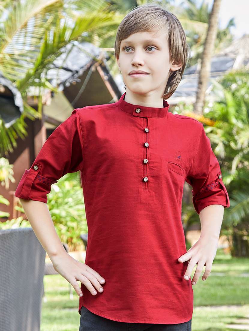 boys cotton solids kurta
