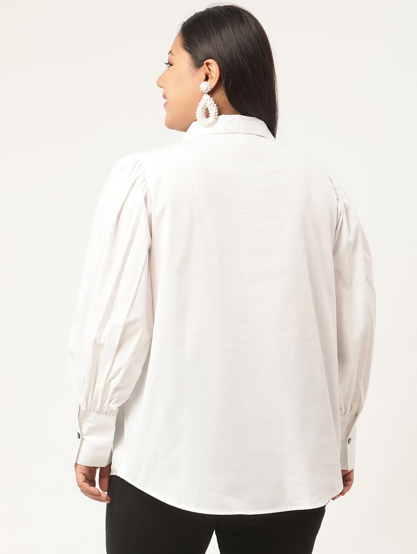 women solid collared long sleeves top - 20130373 - Standard Image - 2