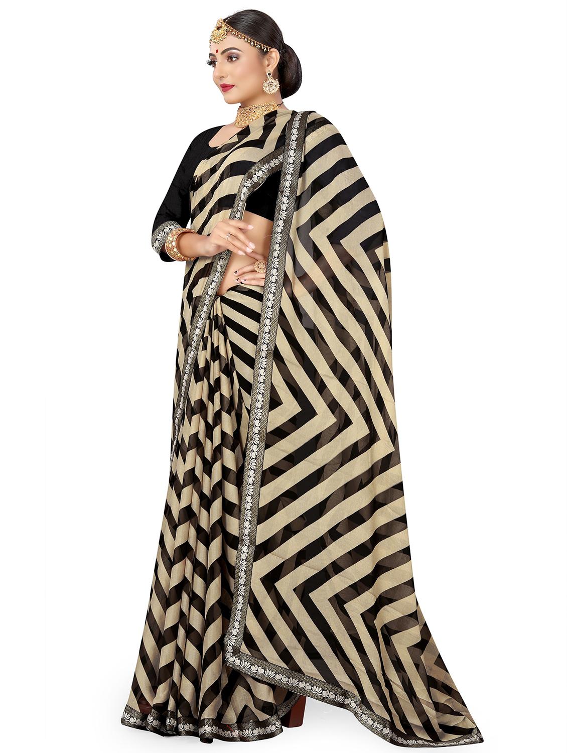 women's printed black colored saree with blouse - 20130476 - Zoom Image - 0