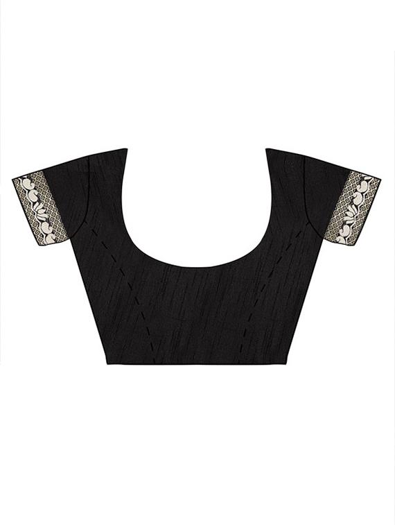 women's printed black colored saree with blouse - 20130476 - Standard Image - 2