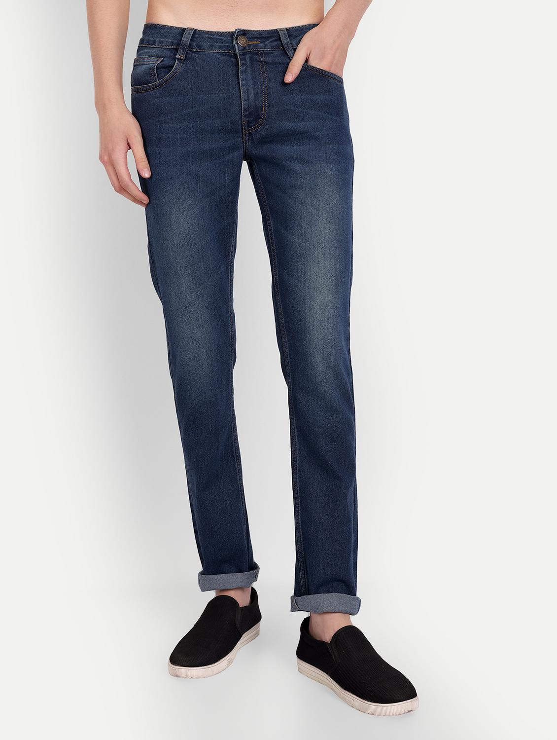 men blue solids washed jeans - 20131437 - Zoom Image - 0