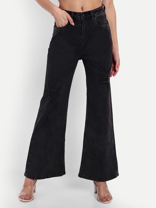 women distressed mid rise bootcut jean - 20131596 - Standard Image - 0