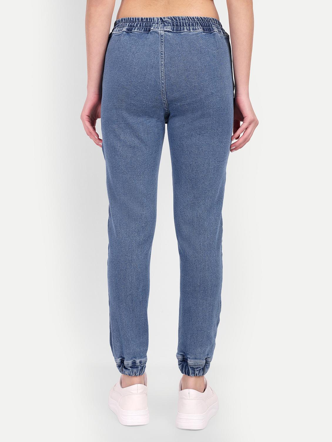 women blue plain jogger fit jeans - 20131633 - Standard Image - 2