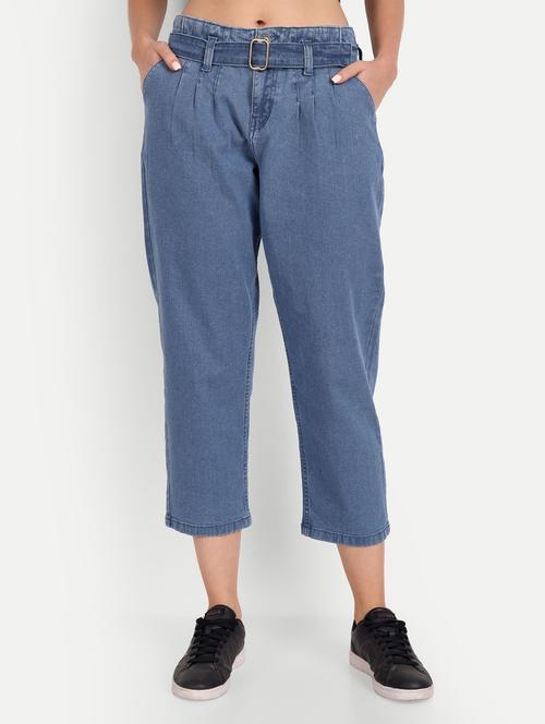 women mid rise denim calf length jeans - 20131635 - Standard Image - 0