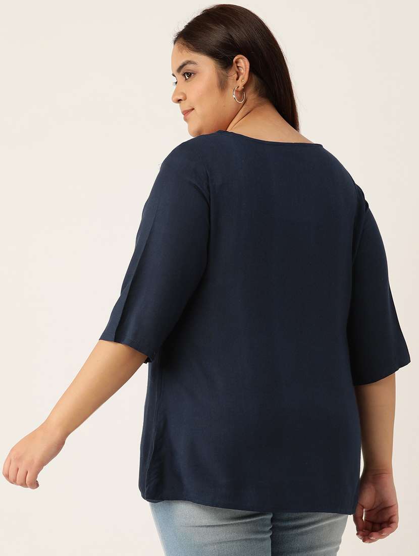 women's straight round neck top - 20132118 -  Standard Image - 2