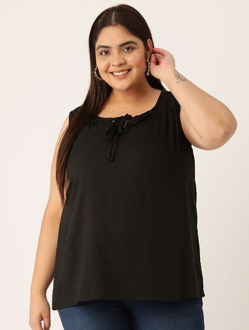 women's straight tie-up neck top - 20132121 -  Standard Image - 0