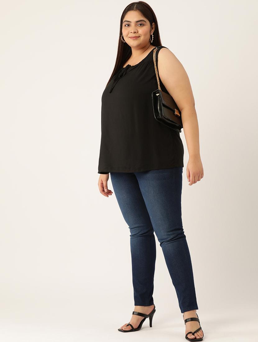 women's straight tie-up neck top - 20132121 - Standard Image - 2