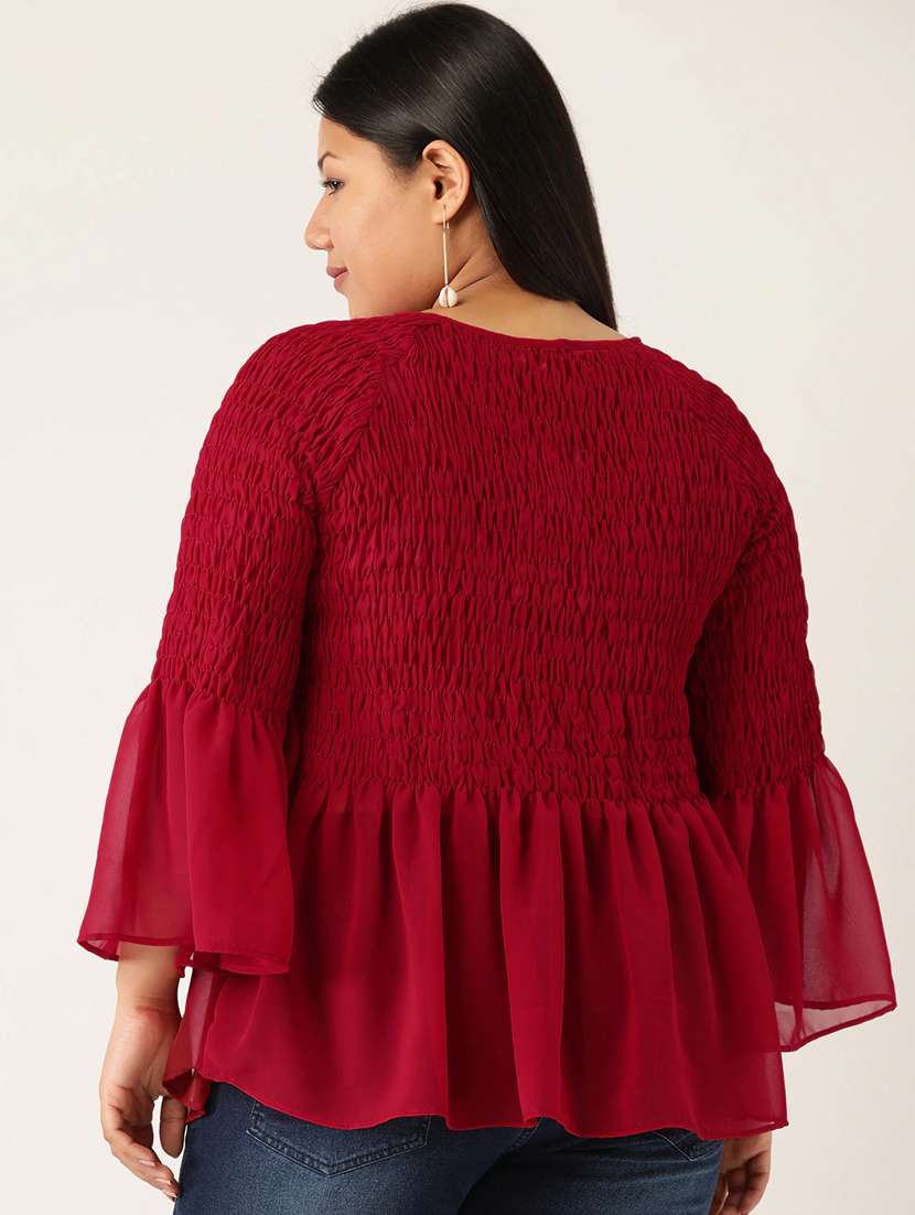 women's peplum round neck top - 20132126 -  Standard Image - 2