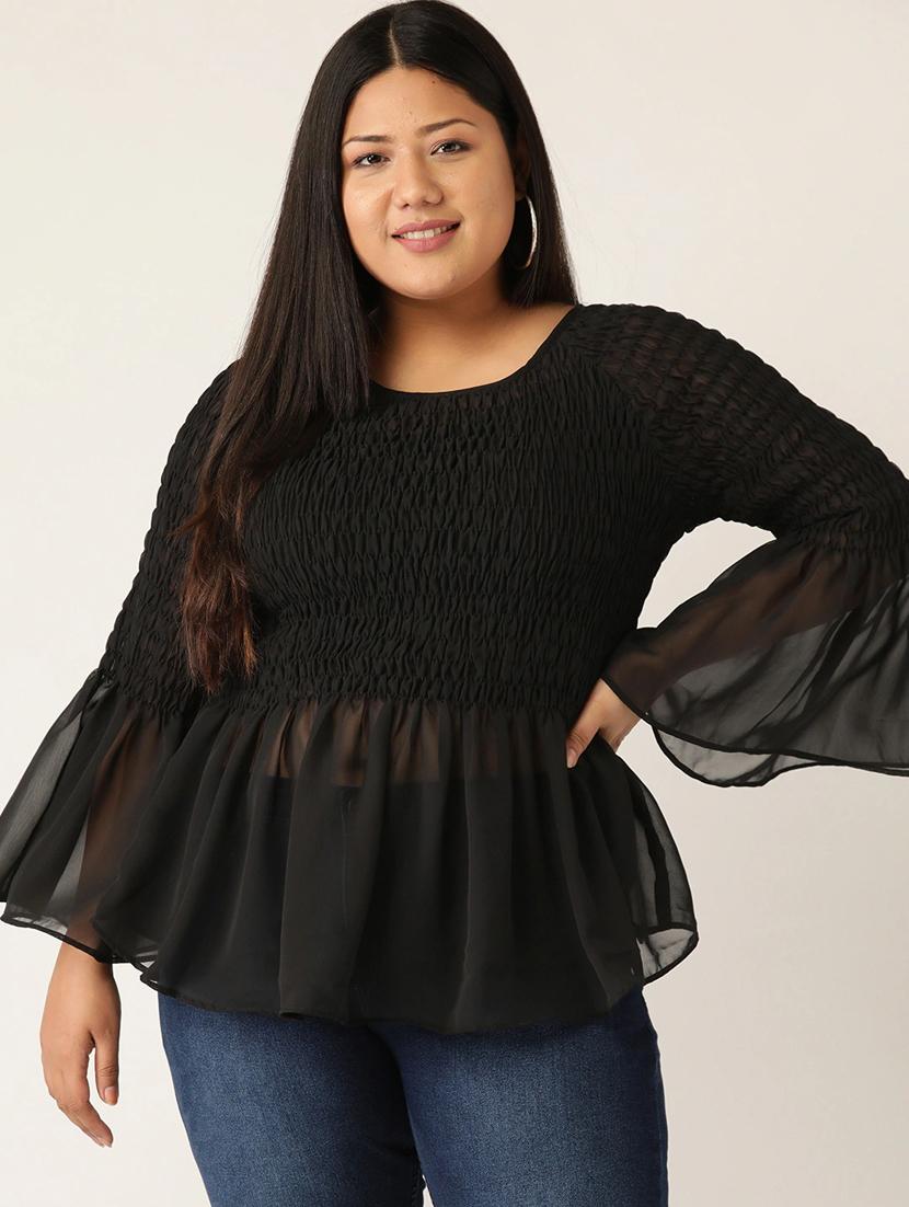 women's peplum round neck top - 20132127 - Zoom Image - 0