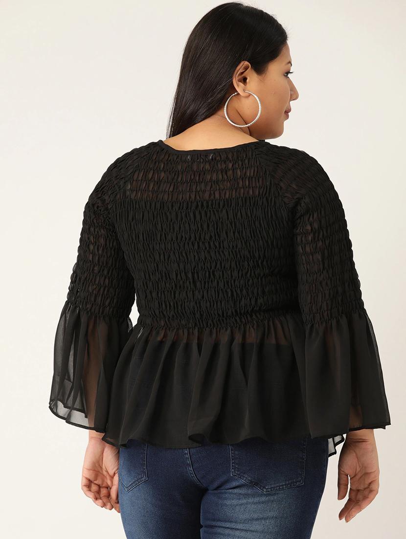 women's peplum round neck top - 20132127 - Standard Image - 2