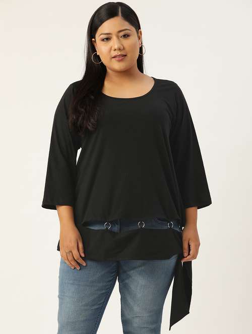 women's straight round neck top - 20132211 - Standard Image - 0