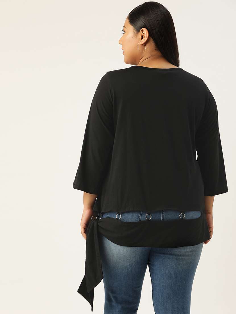 women's straight round neck top - 20132211 - Standard Image - 2