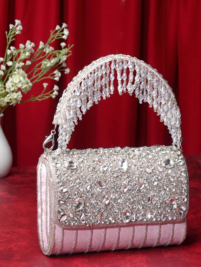 pink embellished fold over clutch - 20132432 -  Zoom Image - 0