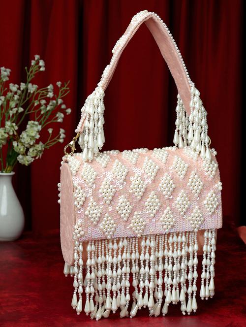 pink velvet fold over clutch - 20132441 - Standard Image - 0