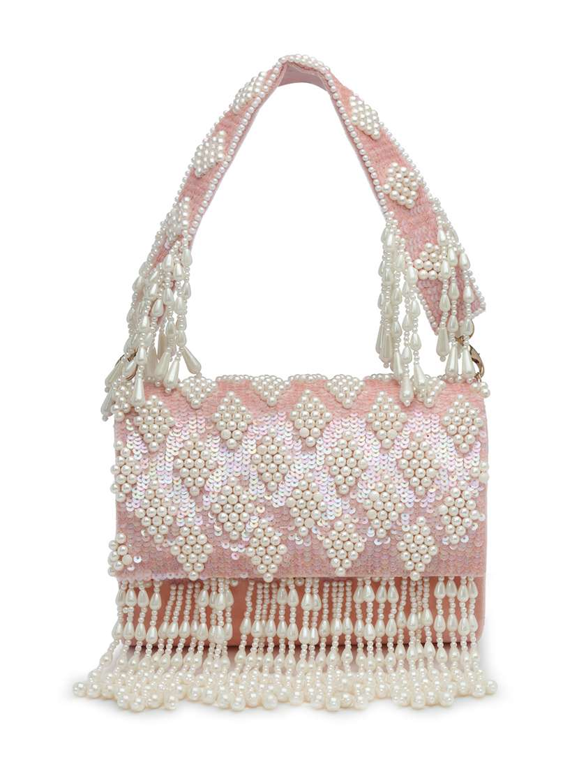 Pink Velvet Fold Over Clutch