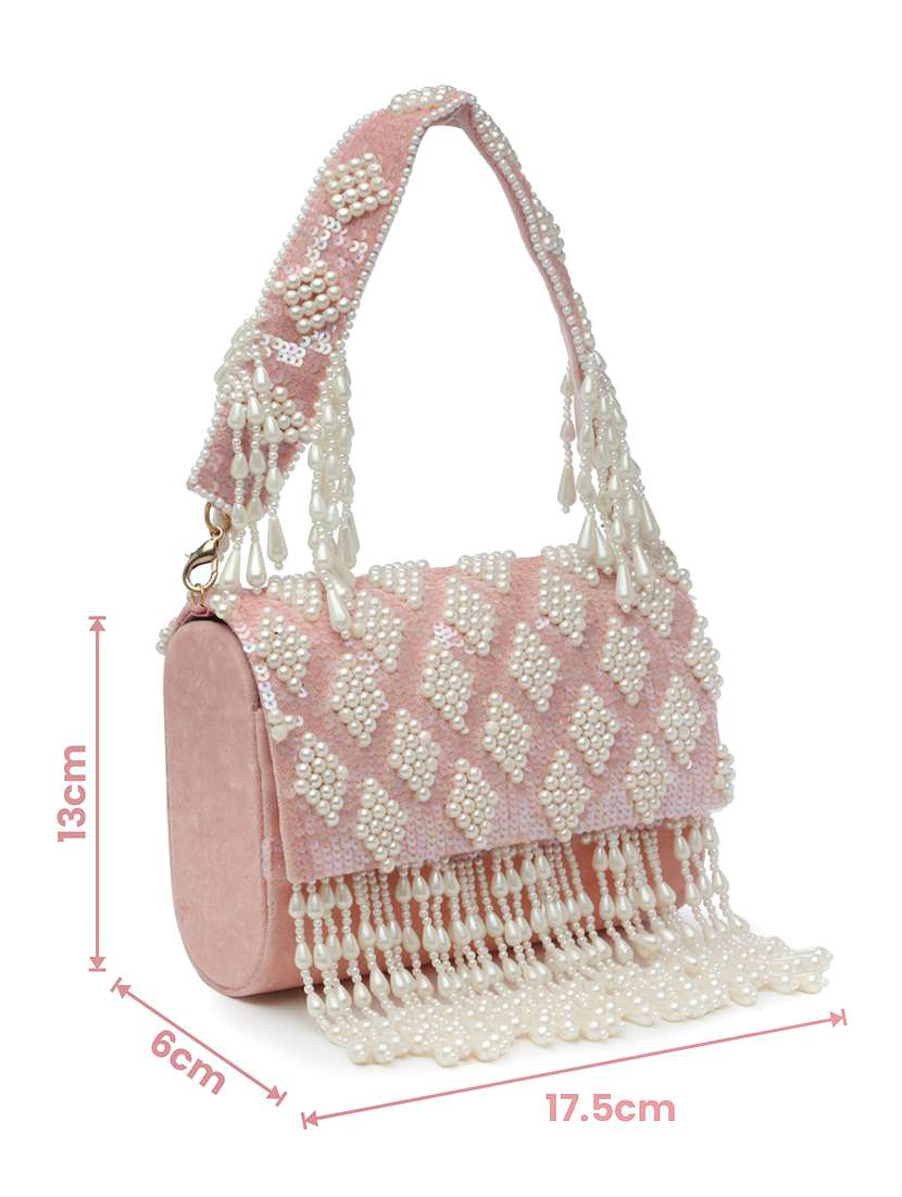 Pink Velvet Fold Over Clutch