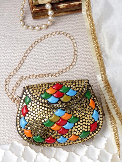 gold embellished box clutch - 20132456 -  Standard Image - 0