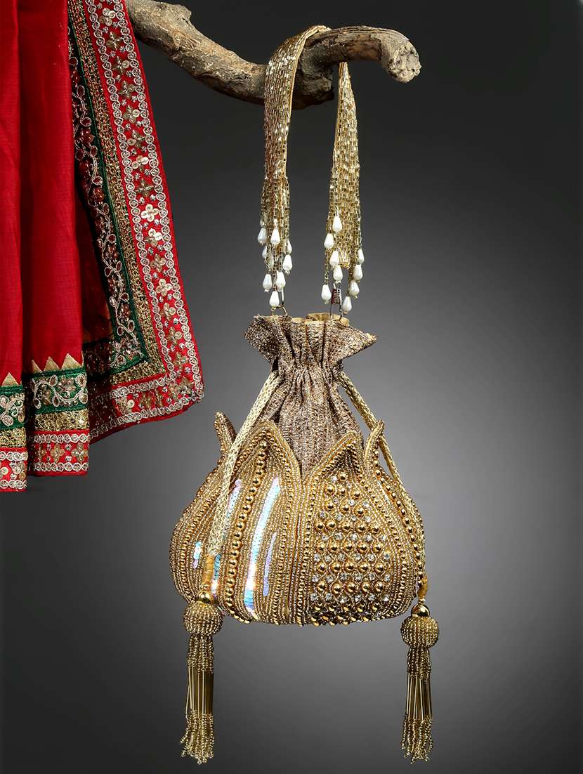 gold embellished ethnic potli