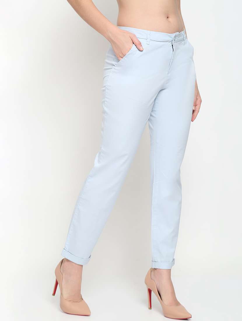 women solid mid rise cigarette pants - 20132868 - Standard Image - 2