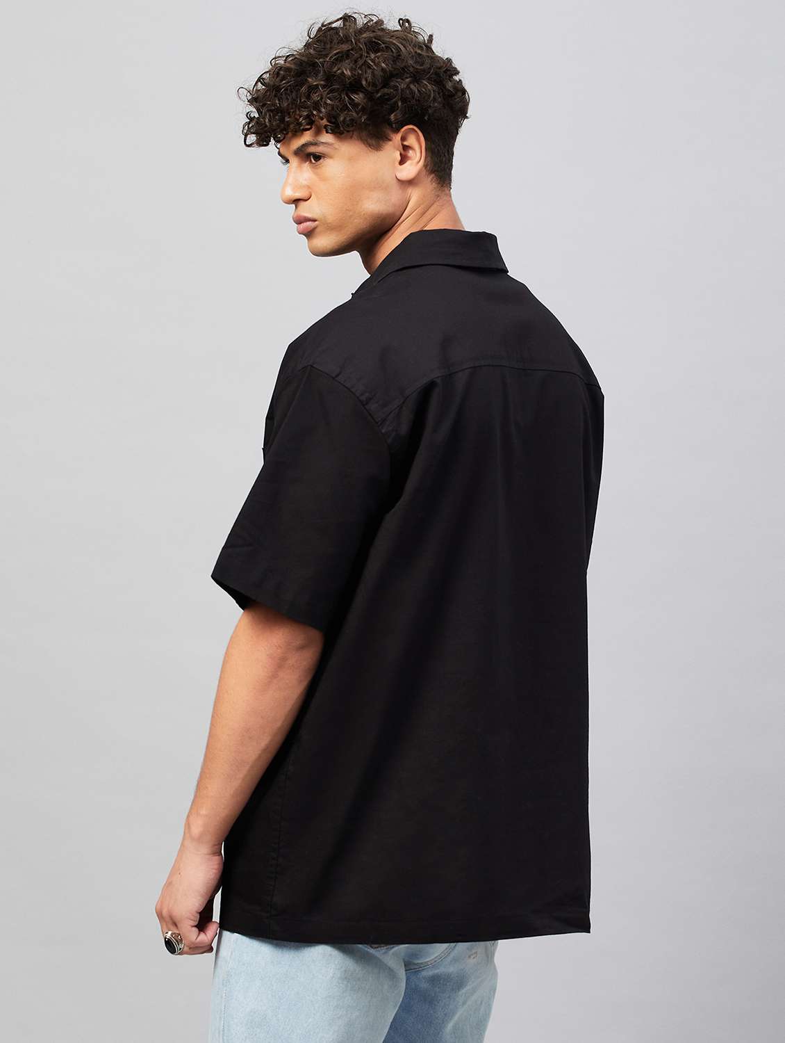 men black solids casual shirt - 20133171 -  Standard Image - 2