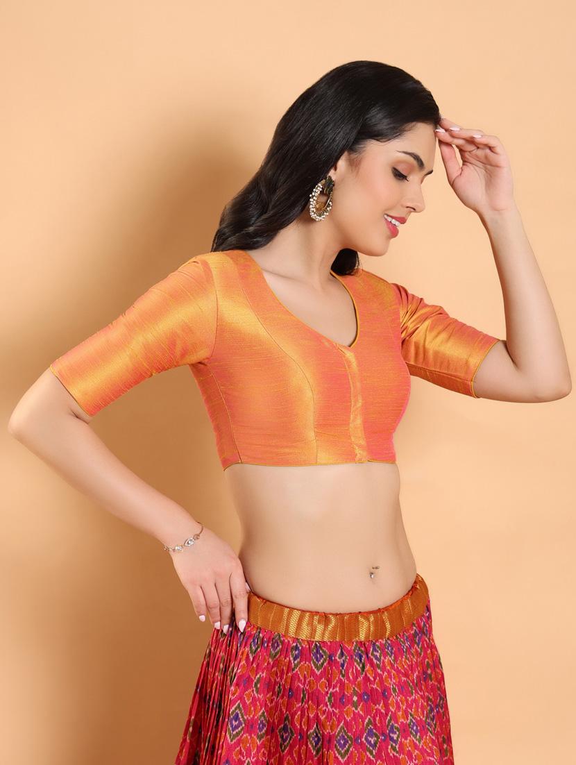 women solid silk blouse - 20133180 - Standard Image - 2