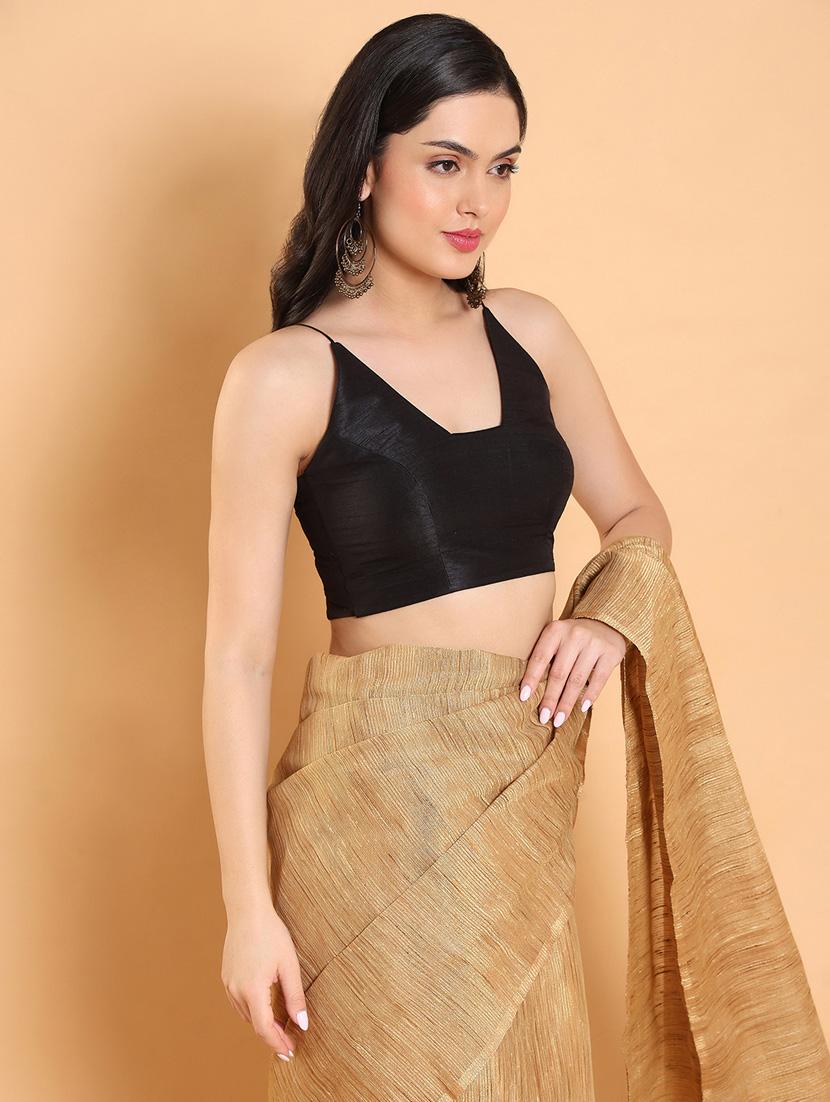 women black square neck stitched blouse - 20133182 - Standard Image - 2