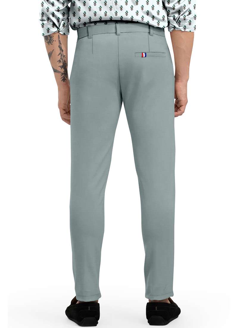 grey solid chinos ankle length casual trouser - 20133371 -  Standard Image - 2